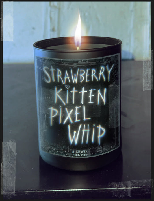 STRAWBERRY KITTEN PIXEL WHIP candle